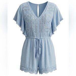 FARM Rio Light Blue Eyelet Romper